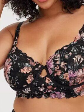 Torrid Curve Womens Floral Lace Unlined Longline Underwire Bralette size 6